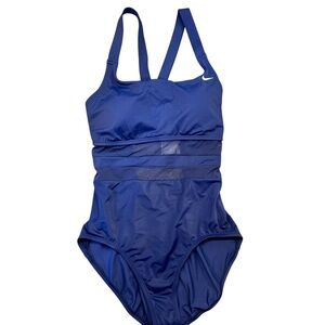 NWT NIKE XLARGE NAVY ONE PIECE SWIMSUIT SWIMWEAR MESH‎ ON TORSO